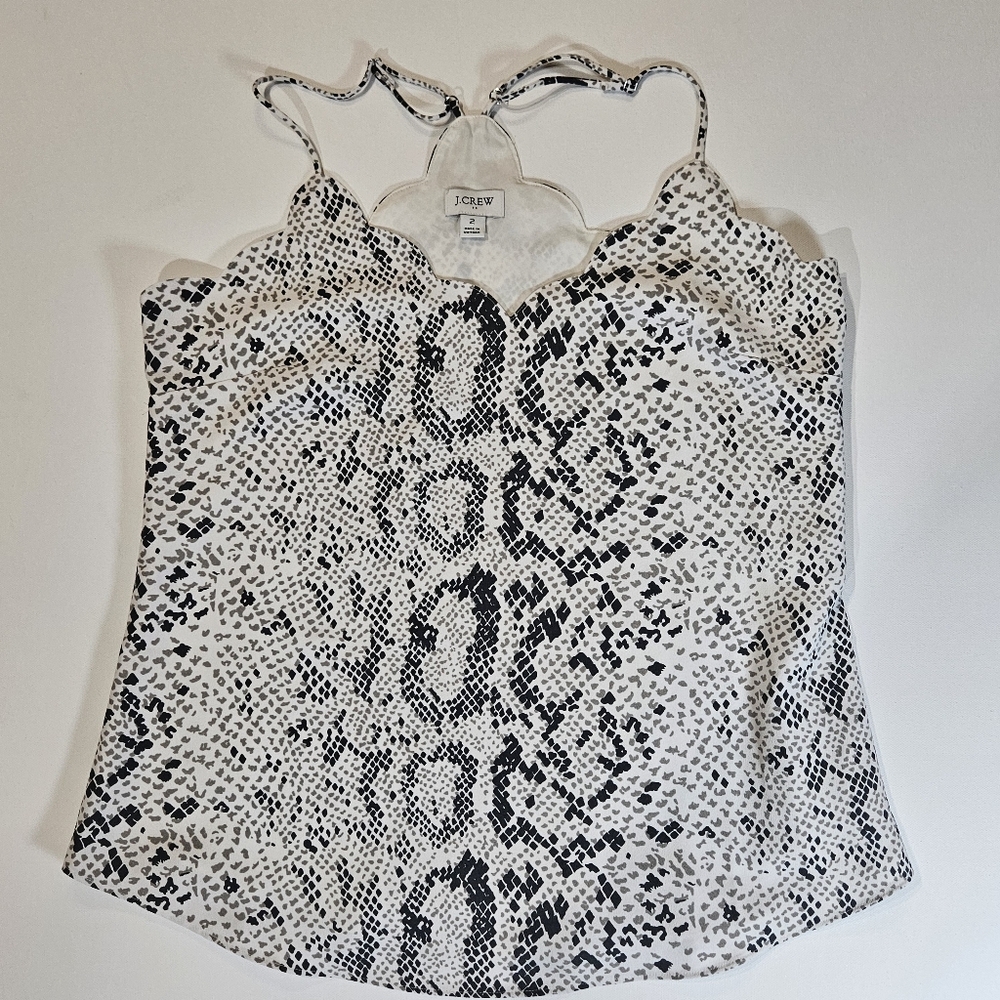 Joie Womens Tank Top Sz 2 Black White Grey Abstract Adjustable Lined Career Top‎